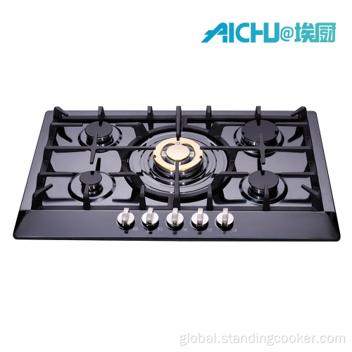 5 Burners Gas Stove 201 Black Stainless Steel 5 Bunner Gas Cooker Factory